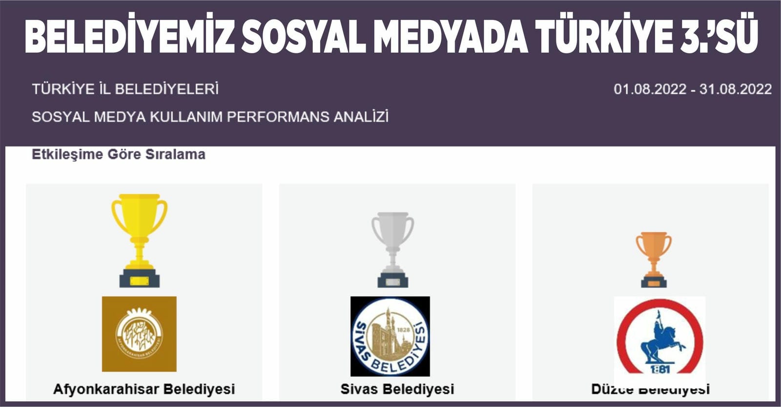 DÜZCE BELEDİYESİ İLK 3'TE