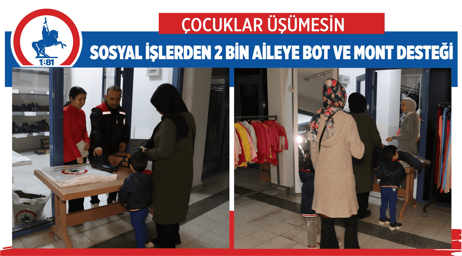 SOSYAL İŞLERDEN 2 BİN AİLEYE BOT VE MONT DESTEĞİ