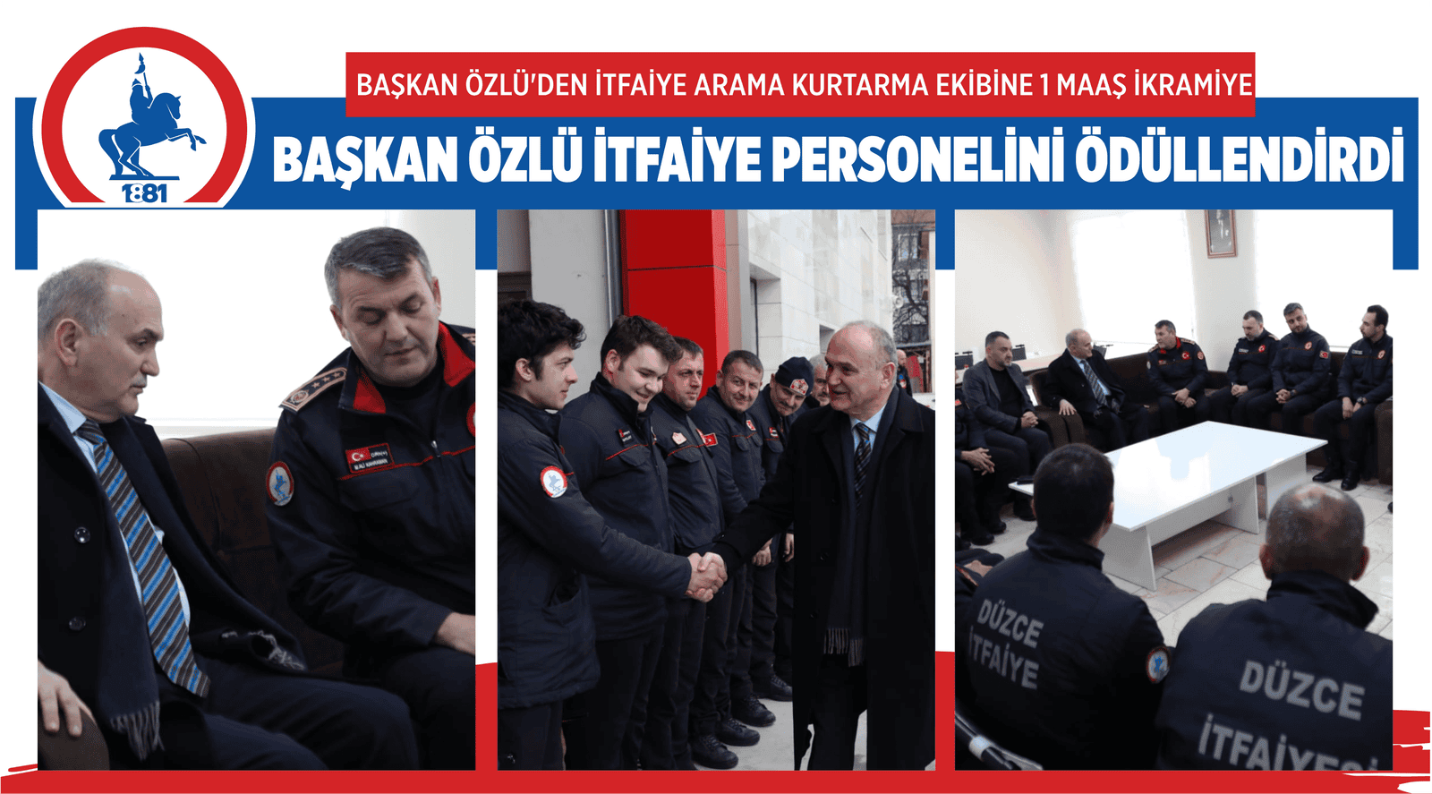 BAŞKAN ÖZLÜ İTFAİYE PERSONELİNİ ÖDÜLLENDİRDİ