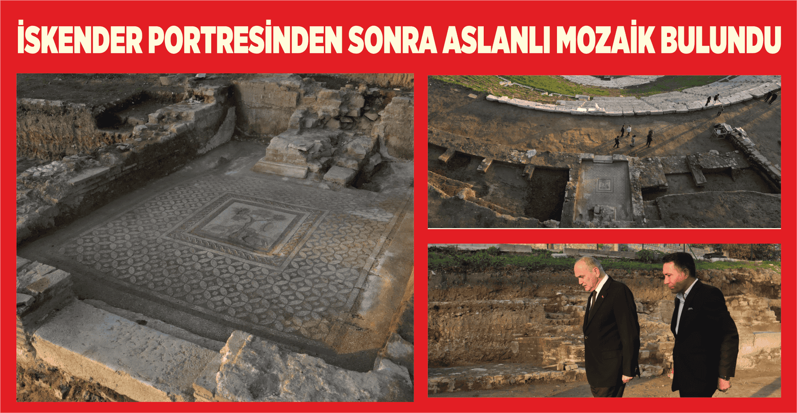 İSKENDER PORTRESİNDEN SONRA ASLANLI MOZAİK BULUNDU
