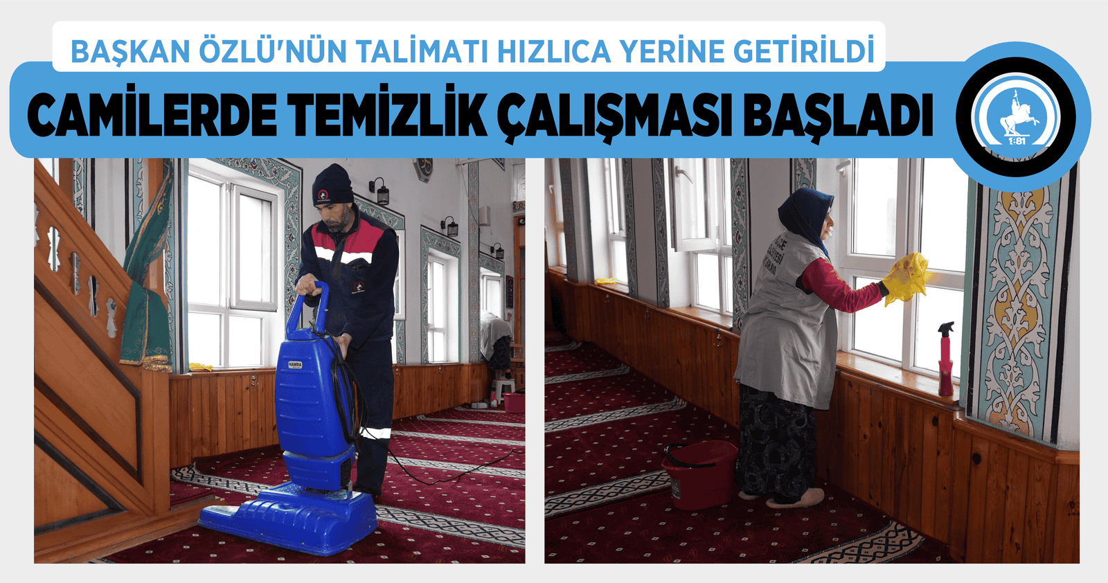 CAMİLERDE TEMİZLİK ÇALIŞMASI BAŞLADI