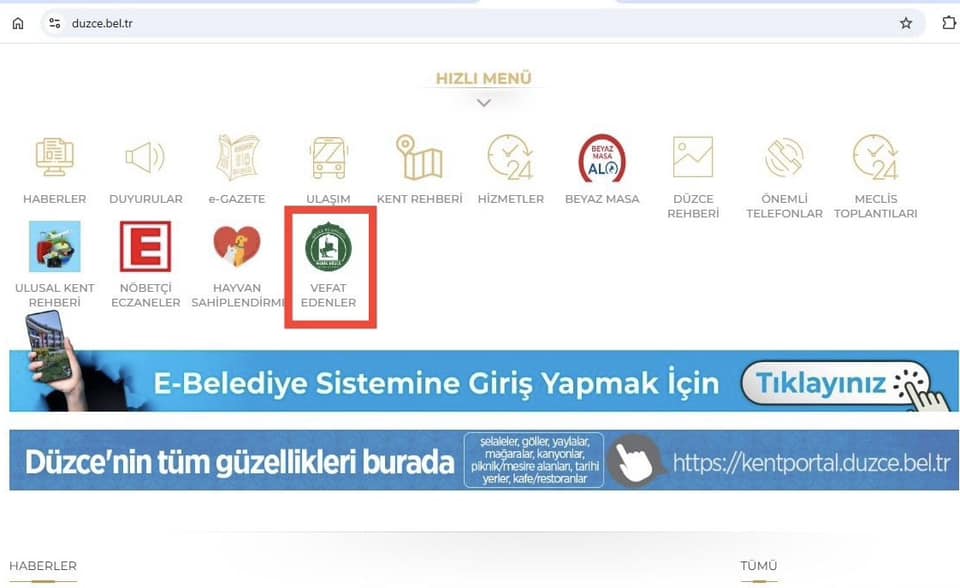 DÜZCE BELEDİYESİ’NDEN CENAZE DUYURULARINA ERİŞİM KOLAYLIĞI