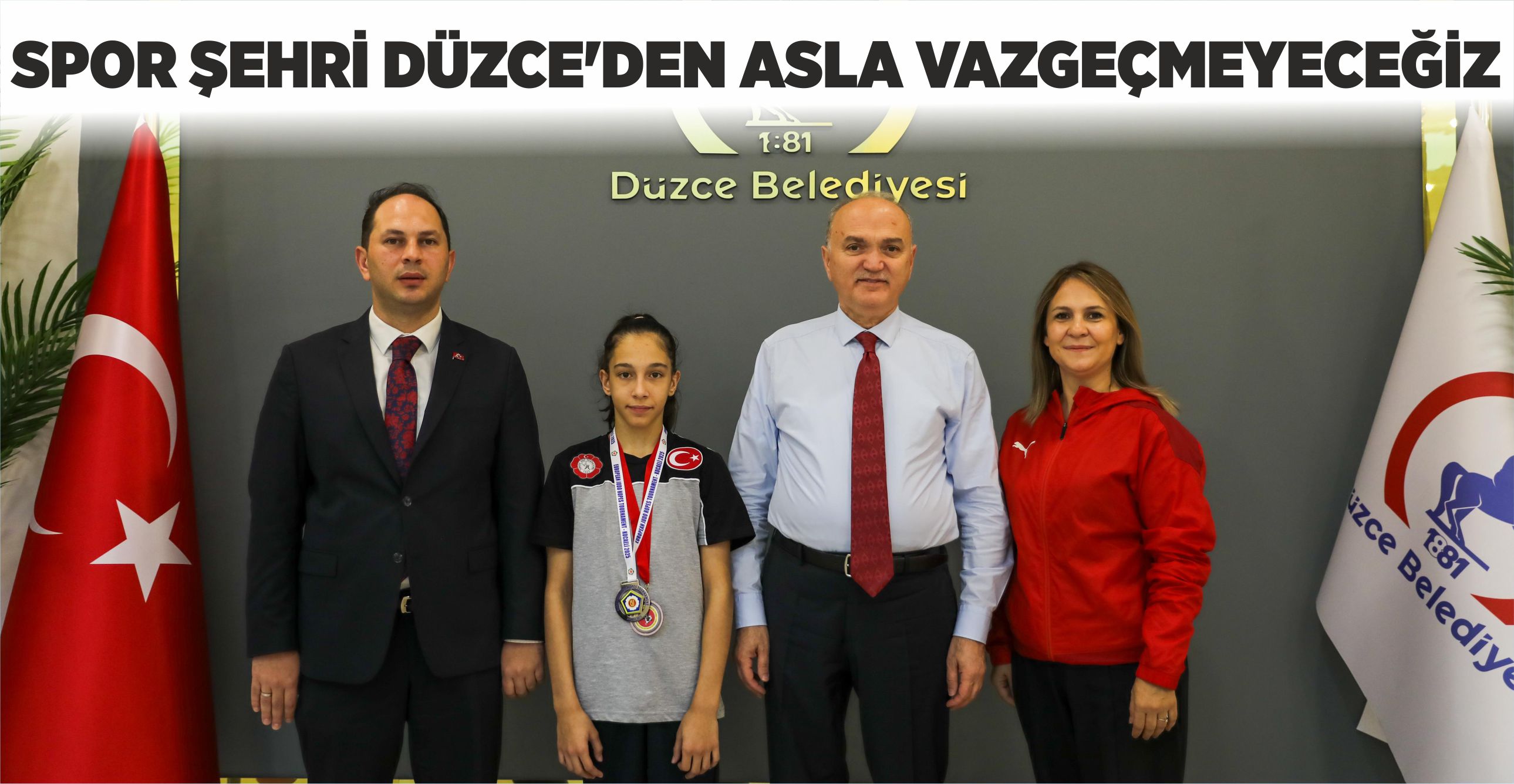 BAŞKAN ÖZLÜ, BALKAN ŞAMPİYONU JUDOCU ERVA EREN’İ MAKAMINDA AĞIRLADI
